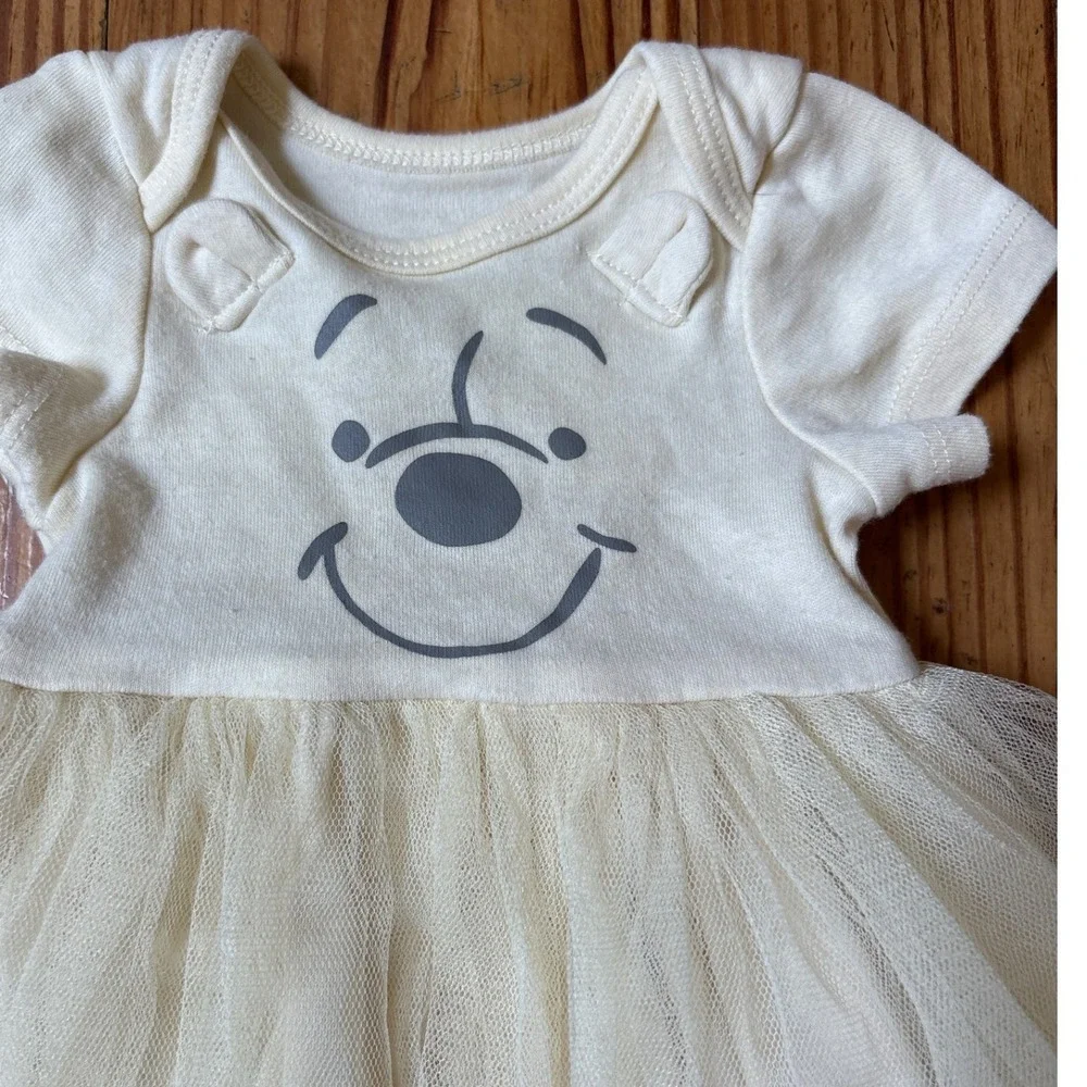 Disney Winnie the Pooh Tutu Bodysuit Dress Kids Cream Graphic‎ SIZE Newborn